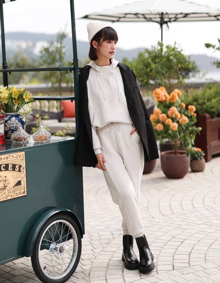 Long Sleeve Half Zip Hoodie Tops Her own words SPORTS