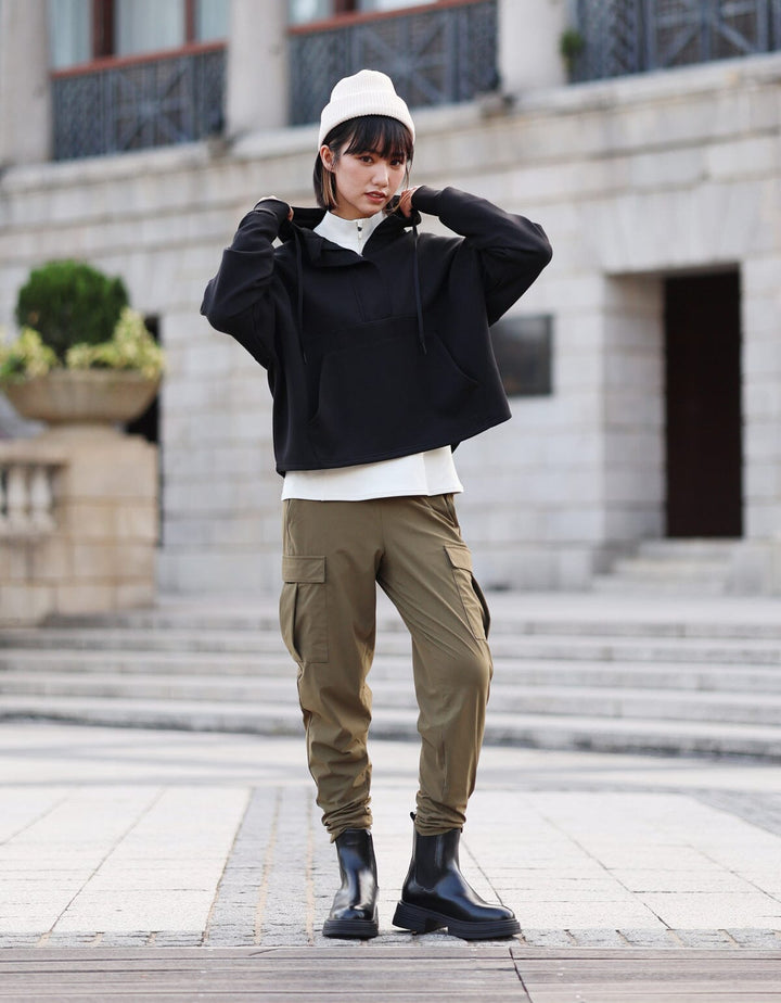 Long Sleeve Half Zip Hoodie Tops Her own words SPORTS