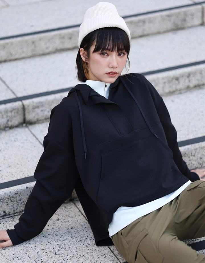 Long Sleeve Half Zip Hoodie Tops Her own words SPORTS