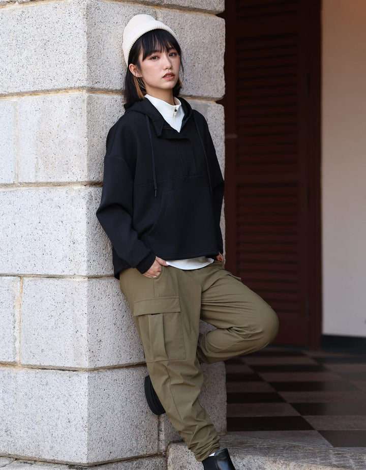 Long Sleeve Half Zip Hoodie Tops Her own words SPORTS