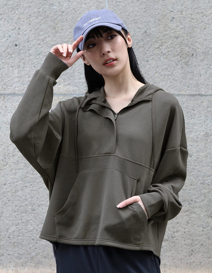 Long Sleeve Half Zip Hoodie Long Sleeve Her own words SPORTS