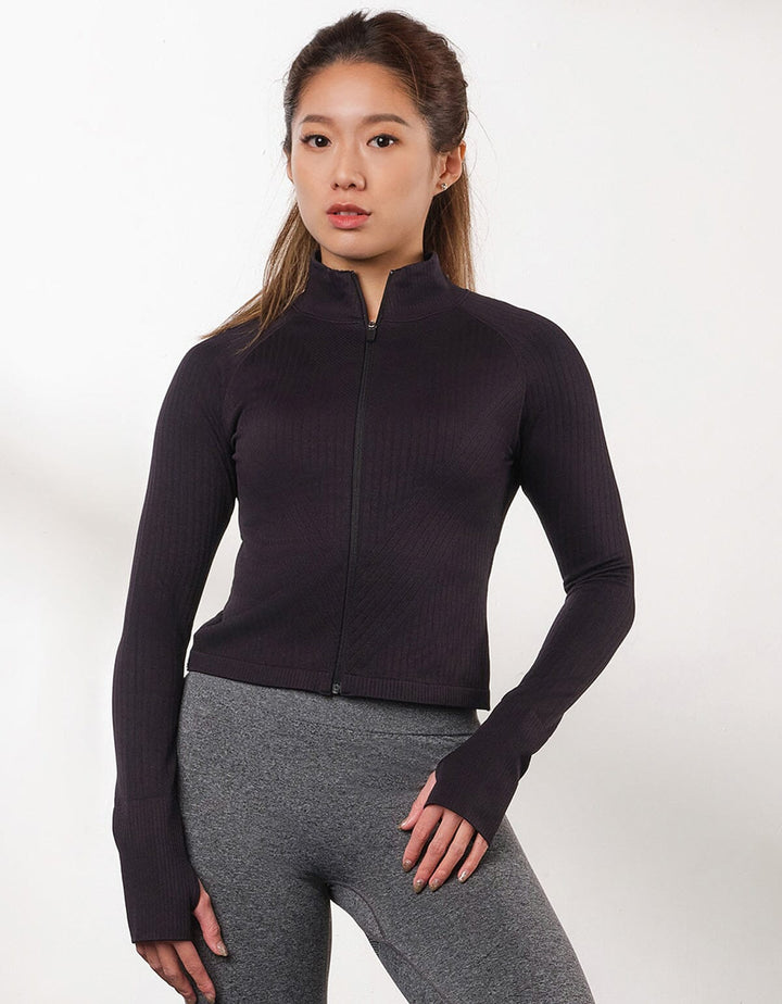 SUSTAINABLE Seamless Knit Slim Fit Crop Jacket Tops Her own words SPORTS