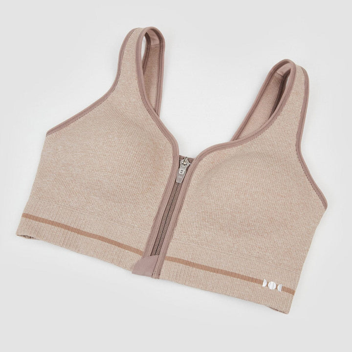 Sustainable Seamless Knit REherbafoam™ & REextraSkin™ Medium Impact Zip Front Sports Bra Sports Bra Her own words SPORTS
