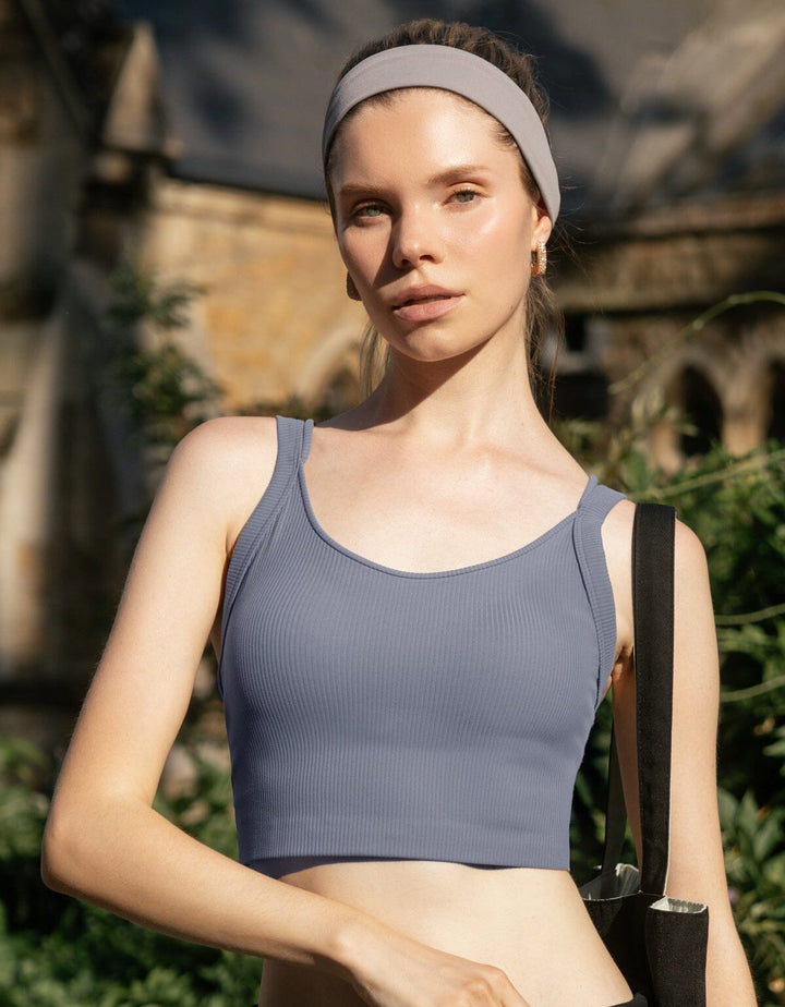 Ribbed Strappy Medium Impact Longline Sports Bra Sports Bra Her own words SPORTS 