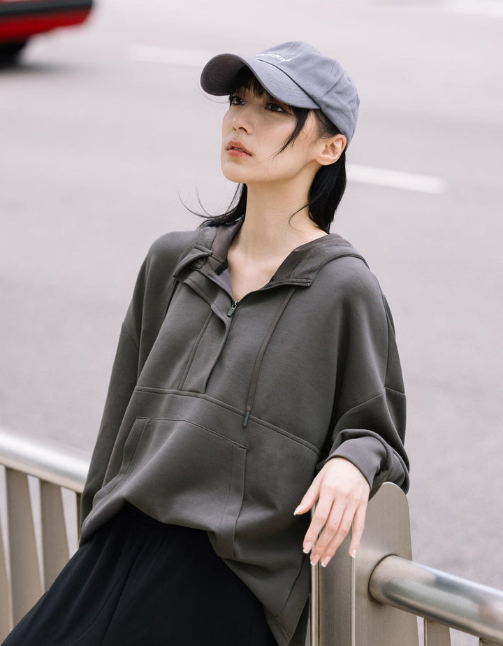 Long Sleeve Half Zip Hoodie Long Sleeve Her own words SPORTS 