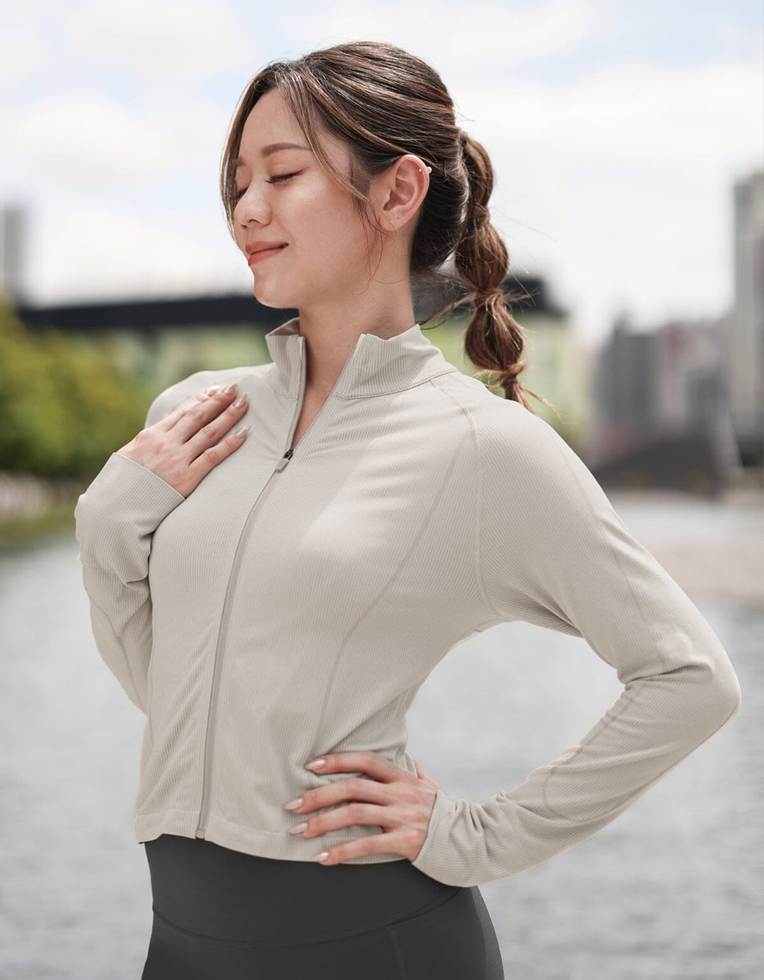 Seamless Knit Ribbed Slim Fit Cropped Jacket Jacket Her own words SPORTS 