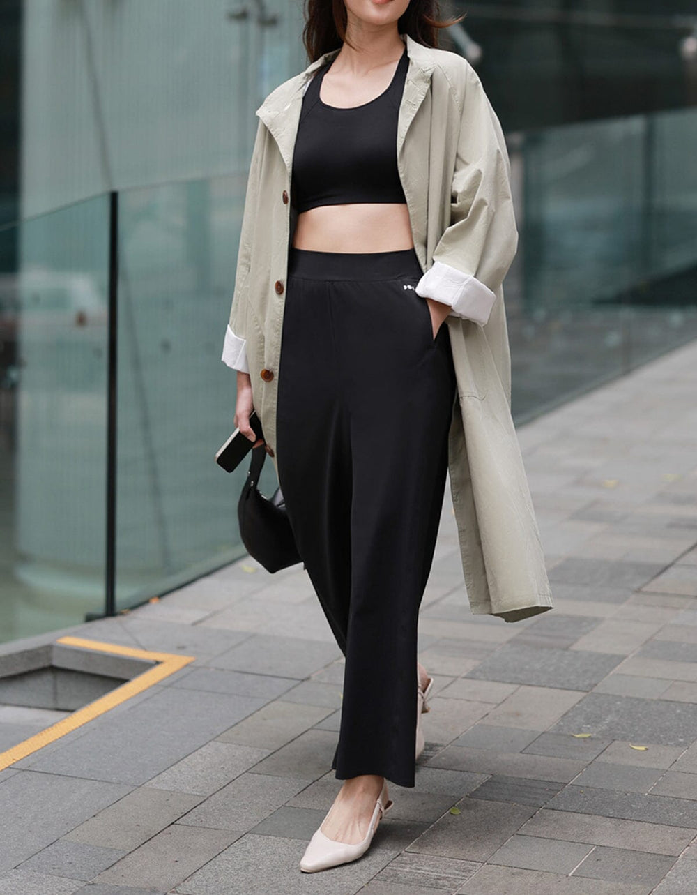 HOW-STAYDRY High Waist Cool Touch Straight Leg Ankle Pants Wide Leg Her own words SPORTS 