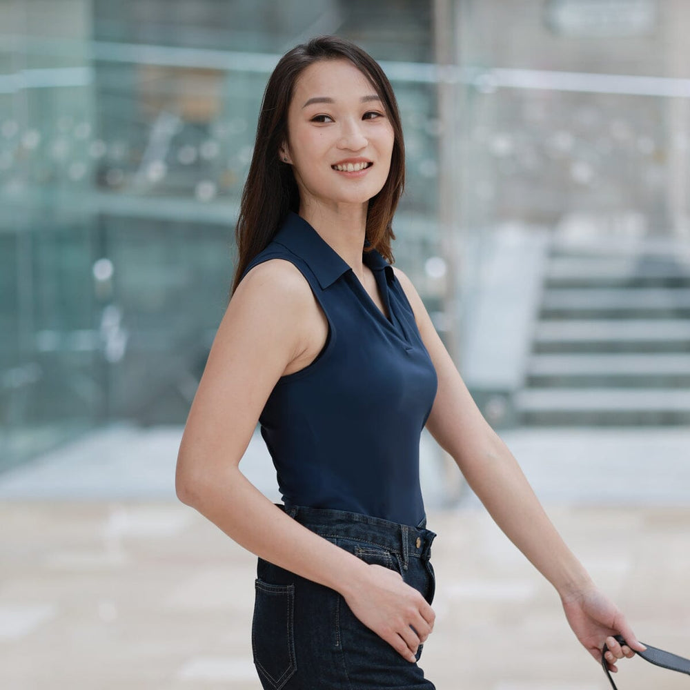 Free me UV Protection Sleeveless Polo Crop Top Tops Her own words SPORTS Navy Blazer XS 