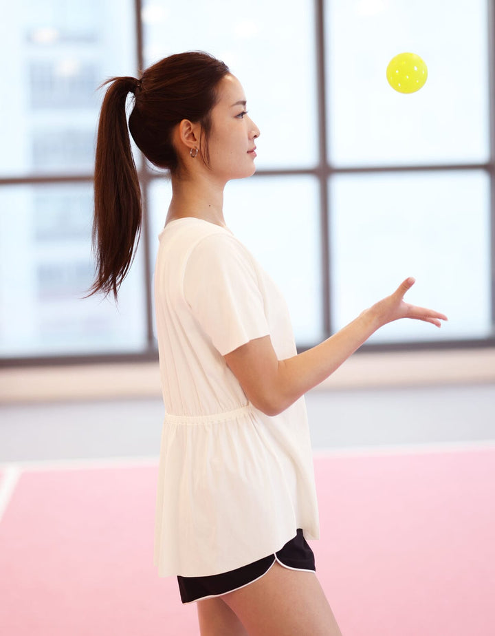 HOW-AIRY Ribbed Short Sleeve Short Sleeve Her own words SPORTS 