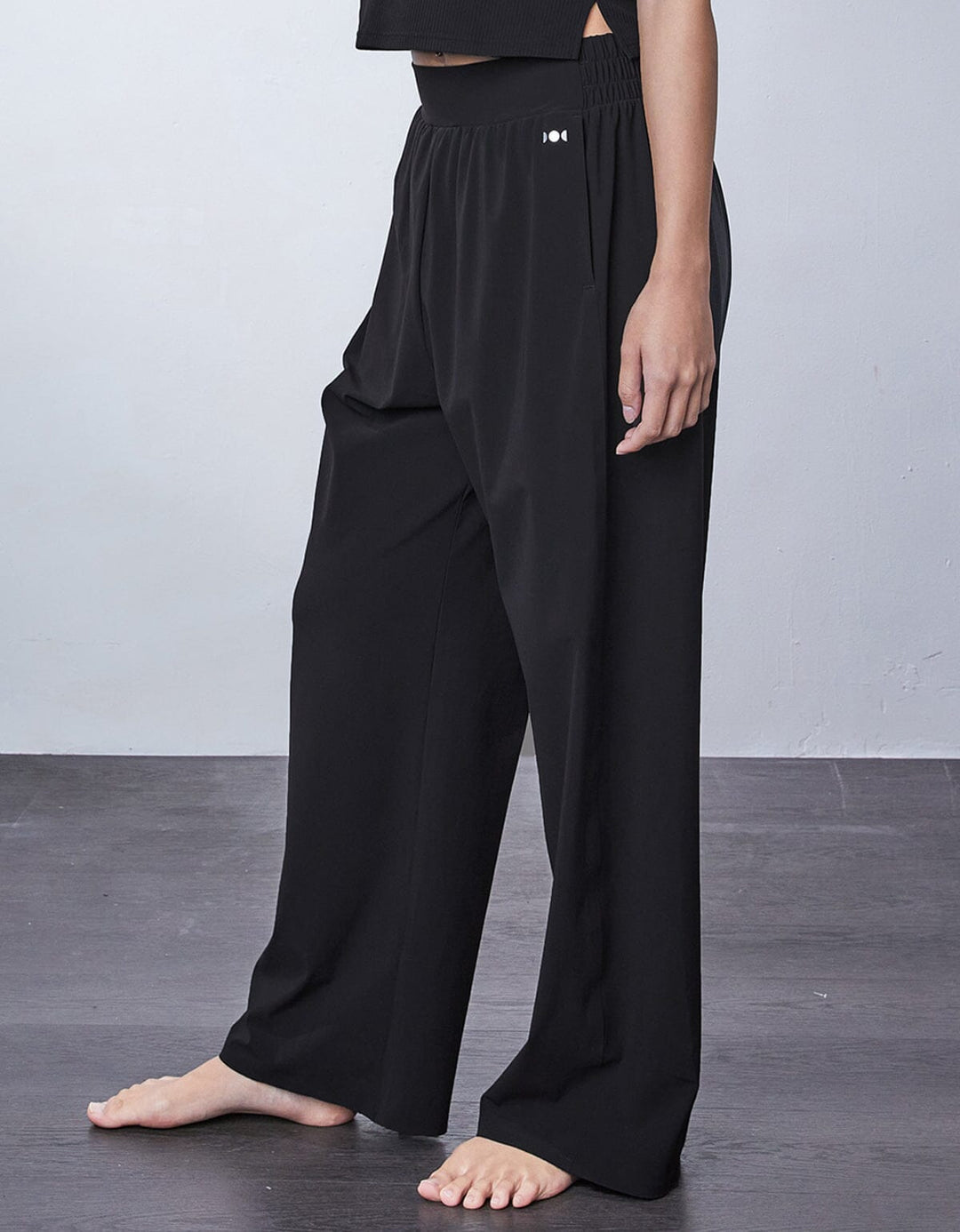 HOW-STAYDRY High Waist Cool Touch Straight Leg Ankle Pants Wide Leg Her own words SPORTS Black S 