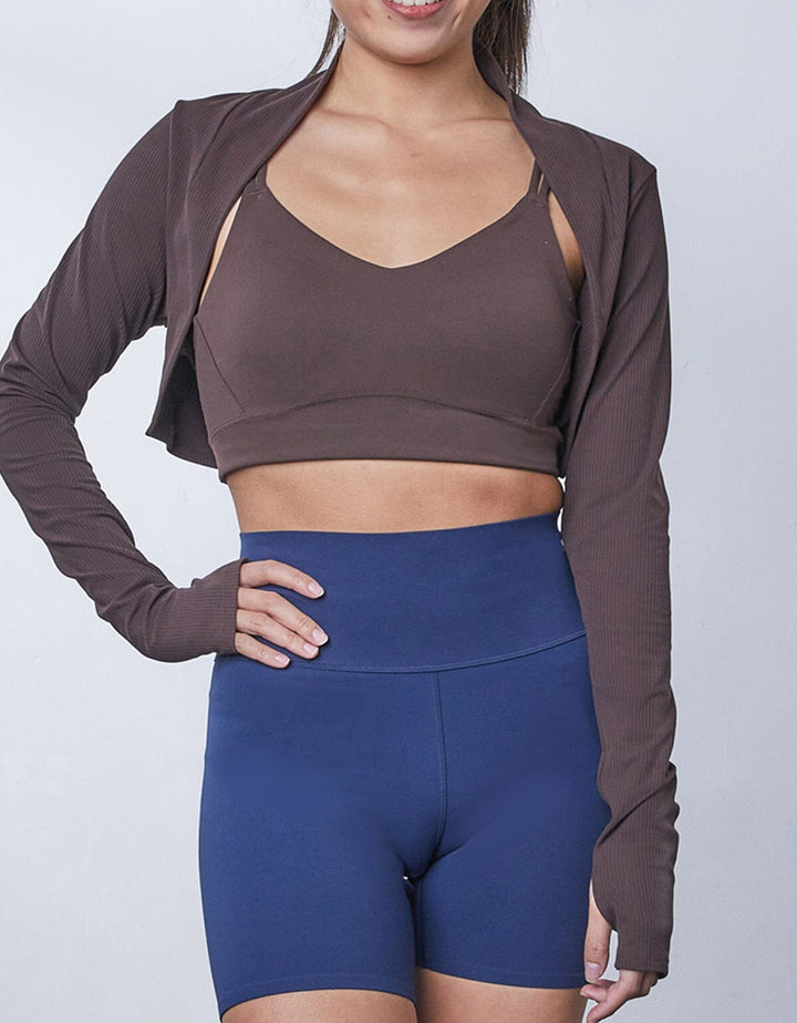 Ribbed UV Protection Long Sleeve Yoga Crop Jacket Crop Top Her own words SPORTS 