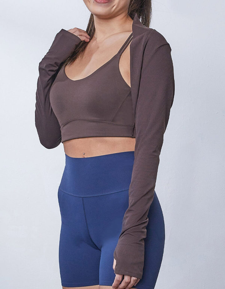Ribbed UV Protection Long Sleeve Yoga Crop Jacket Crop Top Her own words SPORTS 