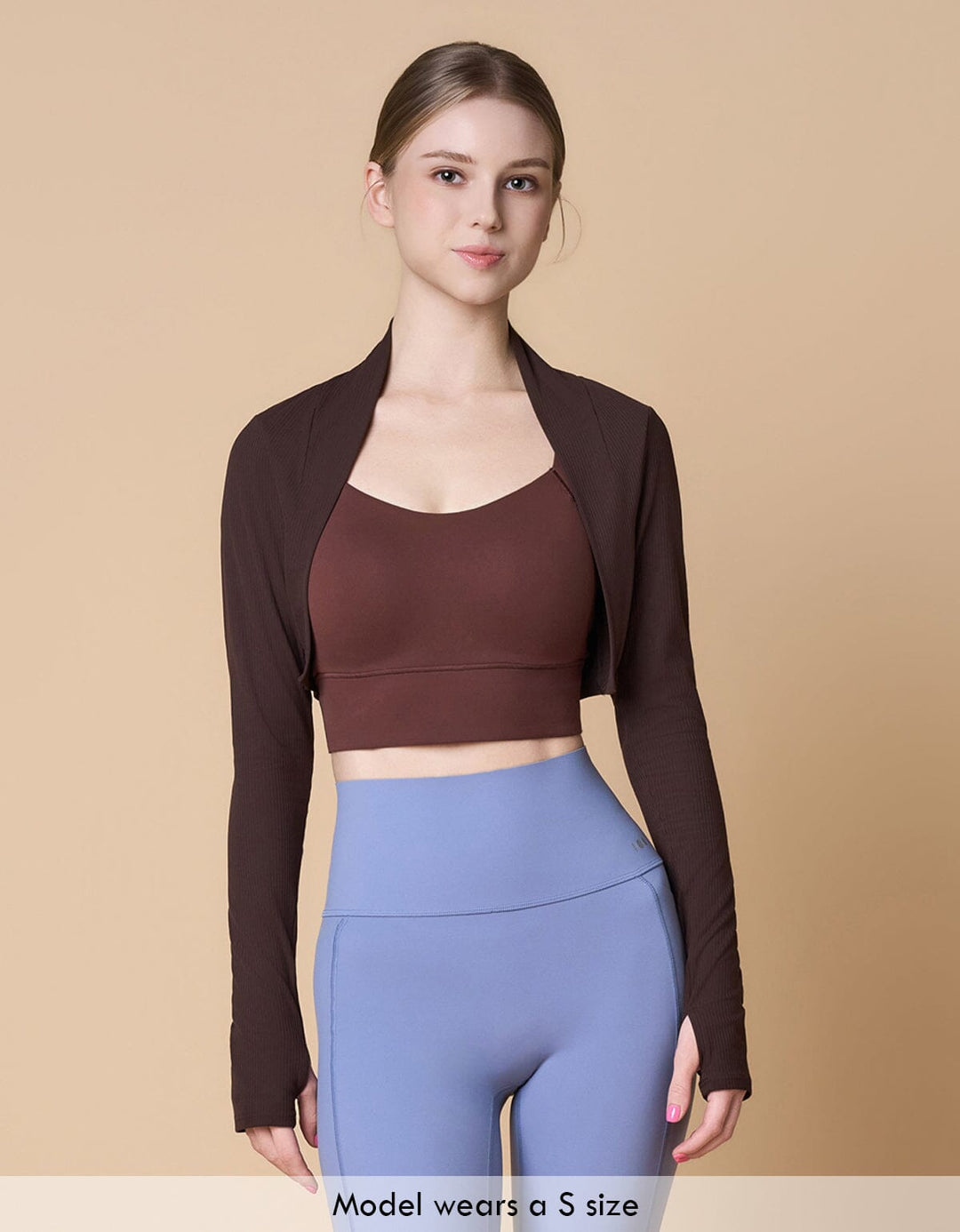 Ribbed UV Protection Long Sleeve Yoga Crop Jacket Crop Top Her own words SPORTS 