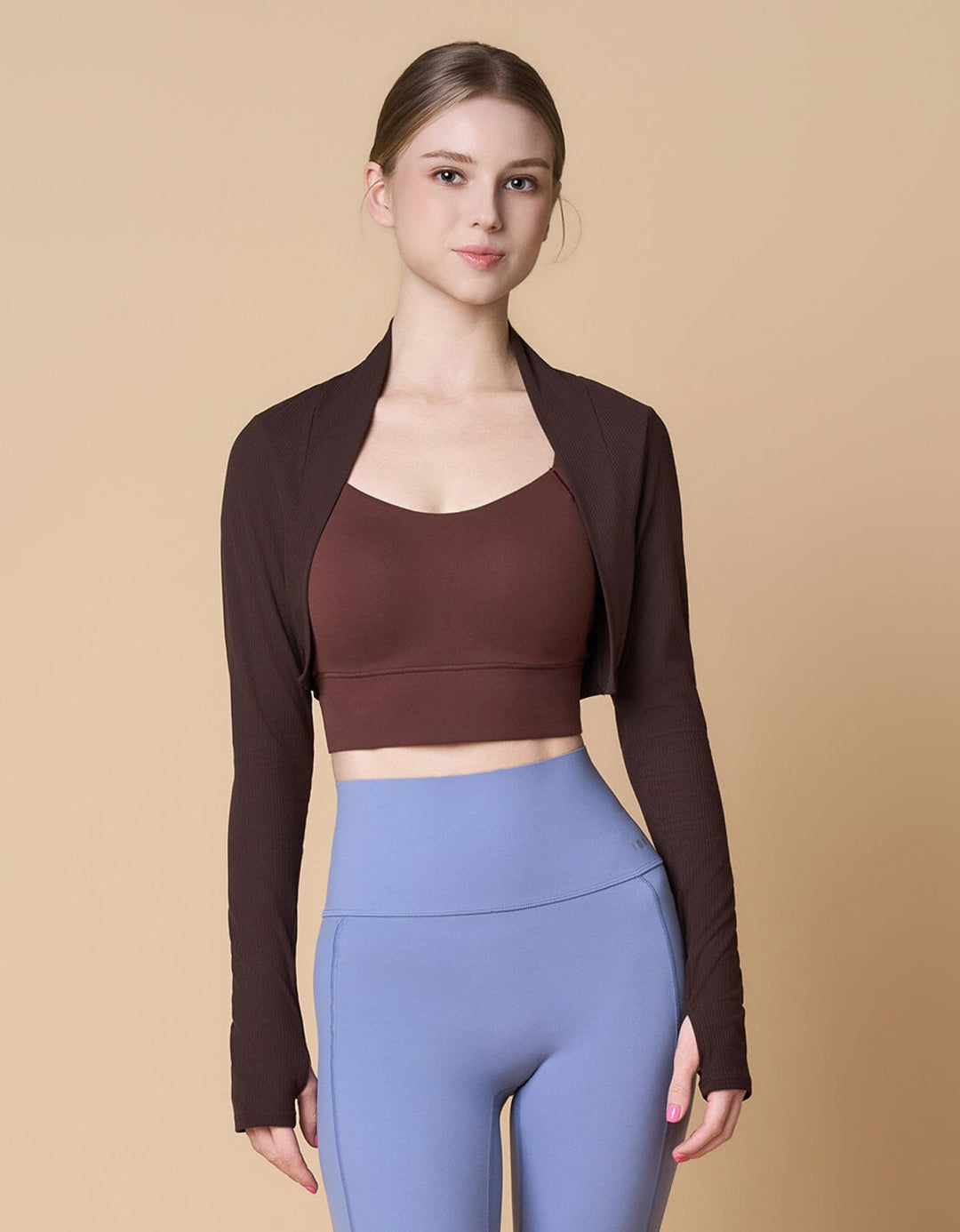 Ribbed UV Protection Long Sleeve Yoga Crop Jacket Crop Top Her own words SPORTS 