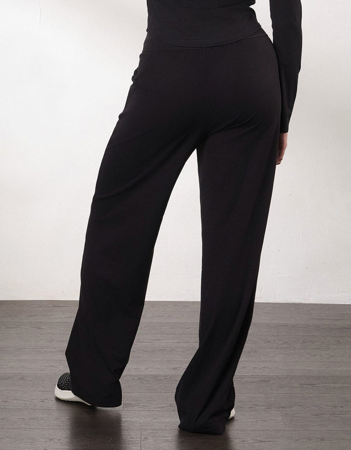 Ribbed UV Protection High Waist Straight Leg Full Length Pants Leggings Her own words SPORTS Black XS 