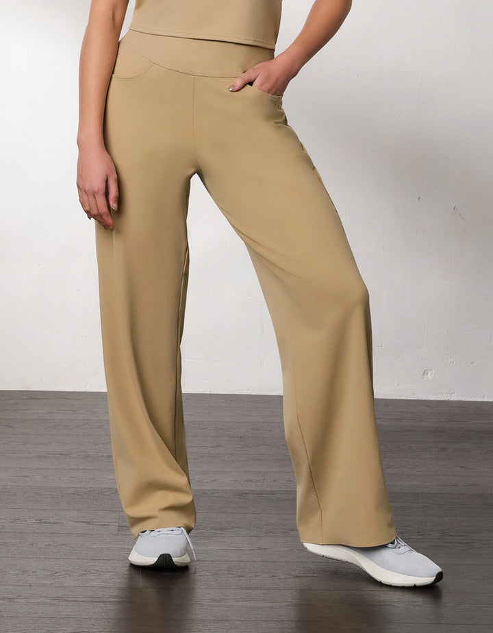 HOW-EFFORTLESS UV Protection High Waist Straight Leg Full Length Pants Pants Her own words SPORTS 