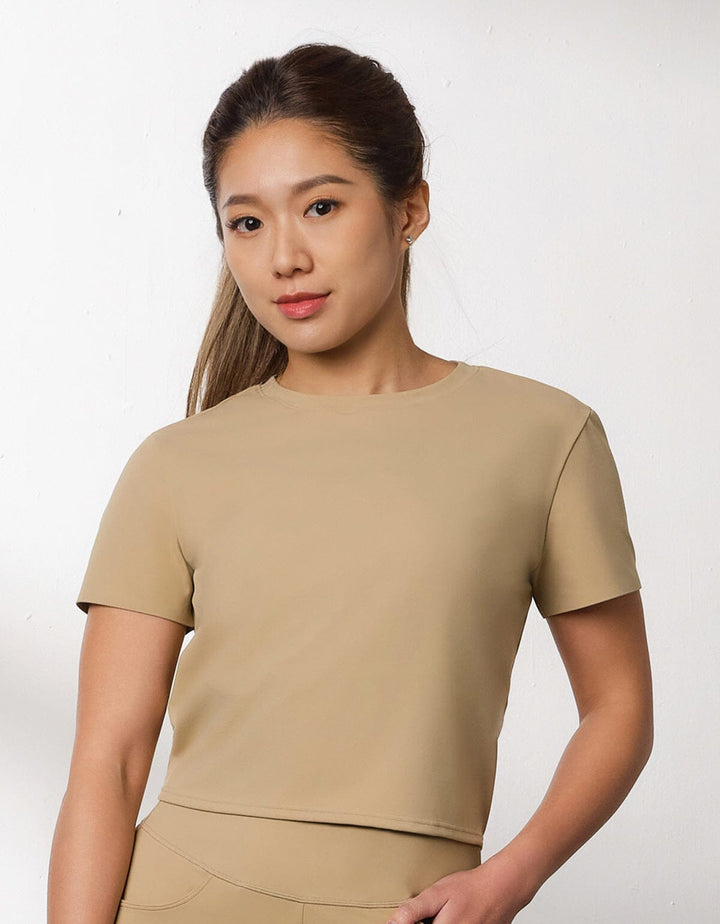 HOW- EFFORTLESS Slim Fit Yoga Short Sleeve Cross Crop Top Tops Her own words SPORTS Incense L 