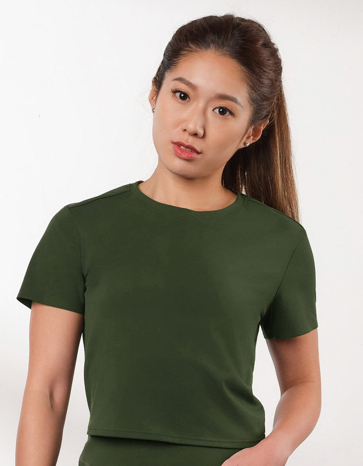 HOW- EFFORTLESS Slim Fit Yoga Short Sleeve Cross Crop Top Tops Her own words SPORTS 