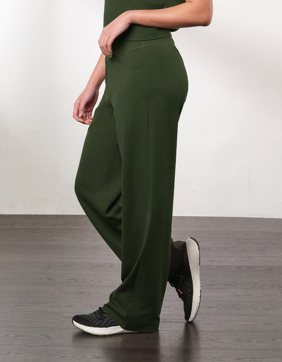 HOW-EFFORTLESS UV Protection High Waist Straight Leg Full Length Pants Pants Her own words SPORTS Forest Night M 