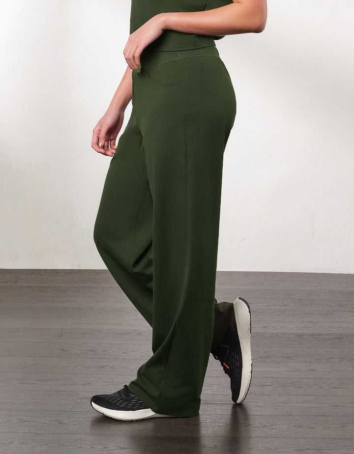 HOW-EFFORTLESS UV Protection High Waist Straight Leg Full Length Pants Pants Her own words SPORTS Forest Night M 