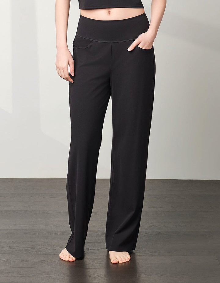 HOW-EFFORTLESS High Waist UV Protection Straight Leg Full Length Pants Wide Leg Her own words SPORTS 