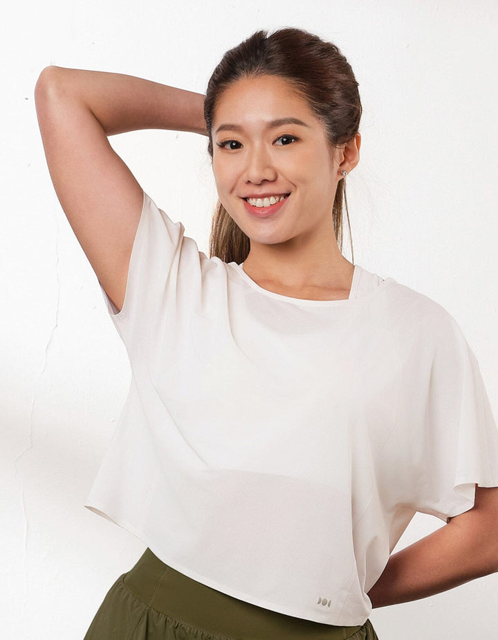 AQUA Quick Dry Mesh Crop Top Tops Her own words SPORTS Marshmallow S 