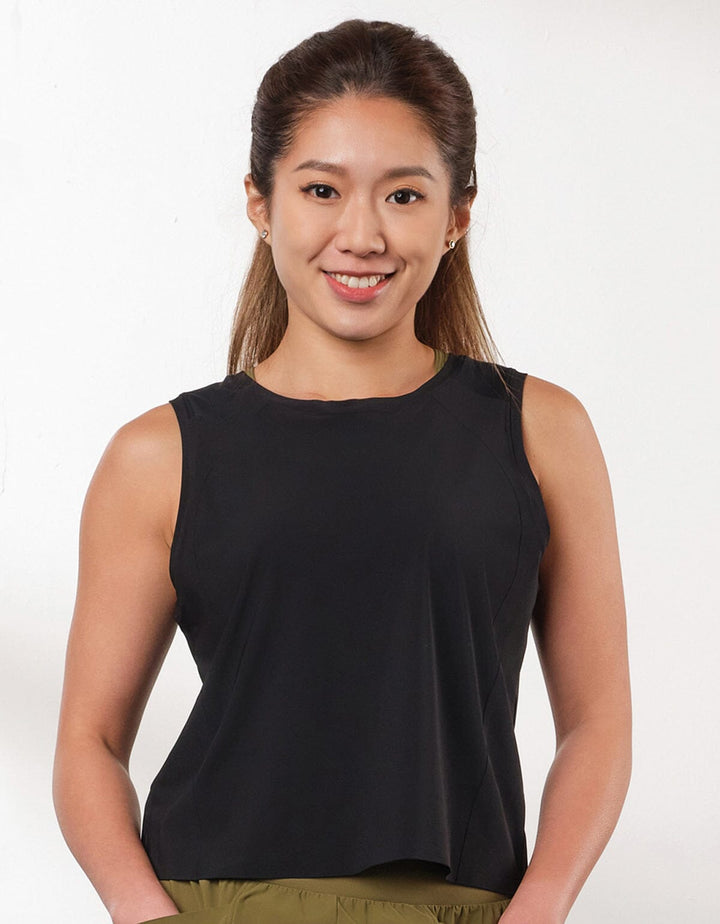 HOW-AIRY Ultra-breathable Cool Touch Quick Dry Crop Top Tops Her own words SPORTS Black S 
