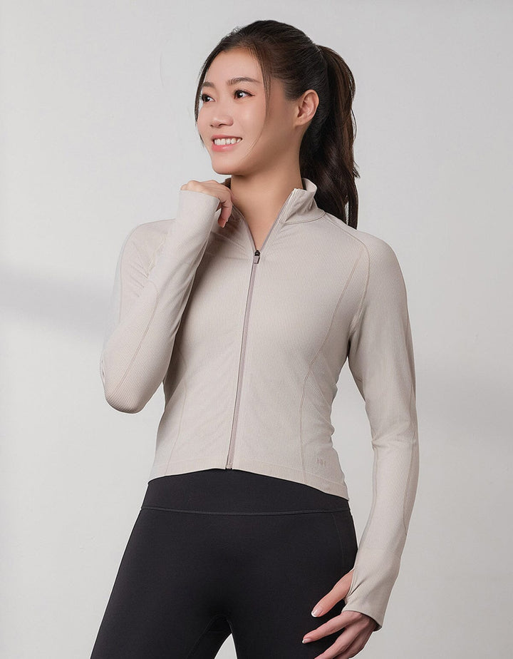 Seamless Knit Ribbed Slim Fit Cropped Jacket Jacket Her own words SPORTS 