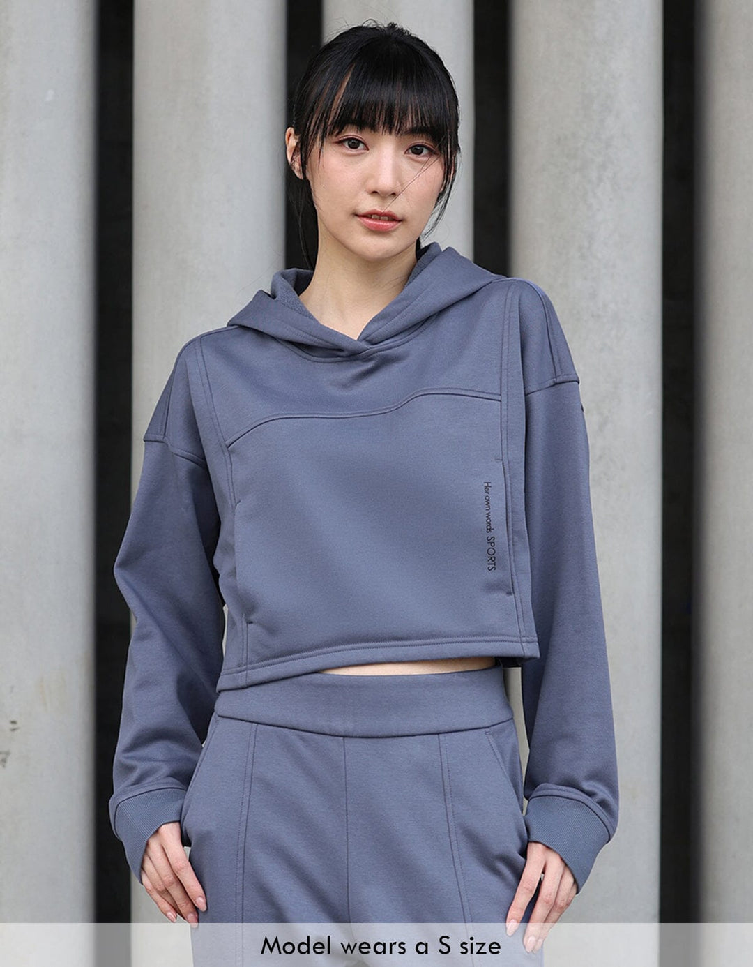 French Terry Cropped Hoodie Long Sleeve Her own words SPORTS 