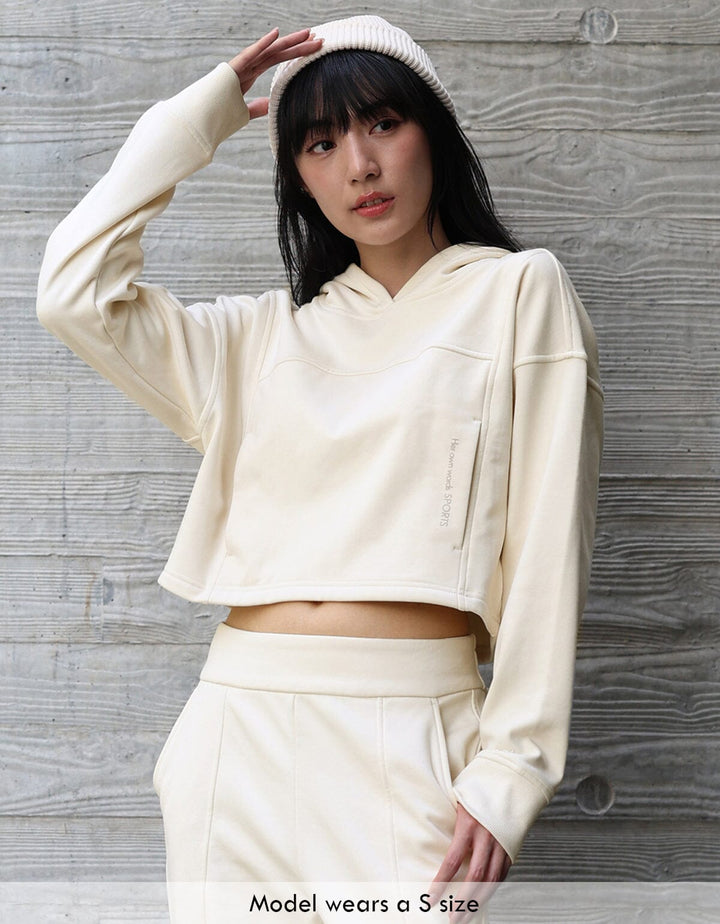 French Terry Cropped Hoodie Long Sleeve Her own words SPORTS 