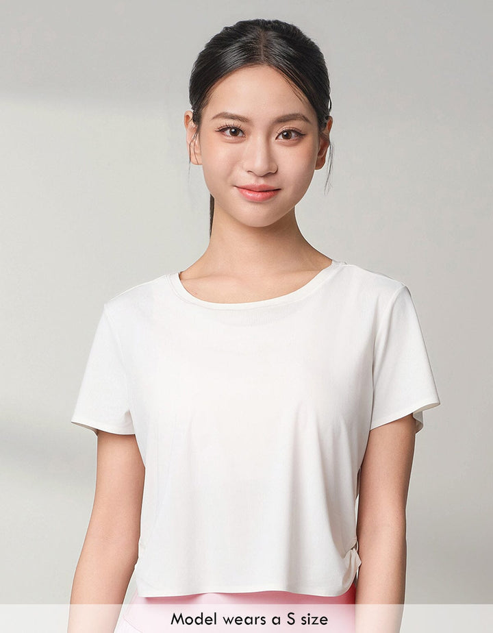 HOW-AIRY Slim-fit Ribbed Breathable Crop Short Sleeve Short Sleeve Her own words SPORTS 