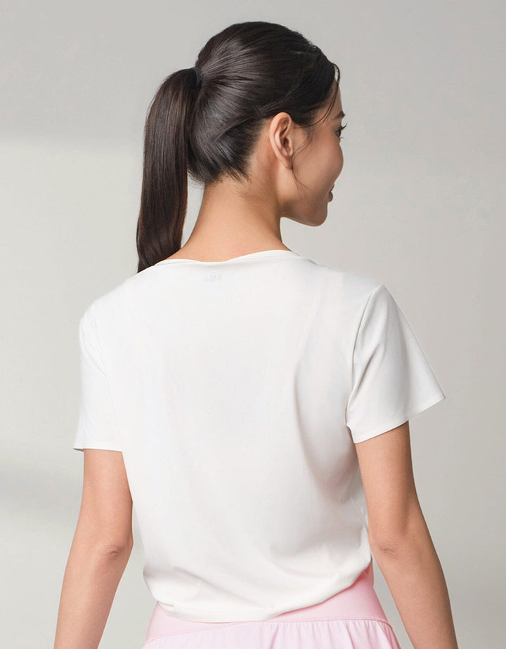 HOW-AIRY Slim-fit Ribbed Breathable Crop Short Sleeve Short Sleeve Her own words SPORTS 