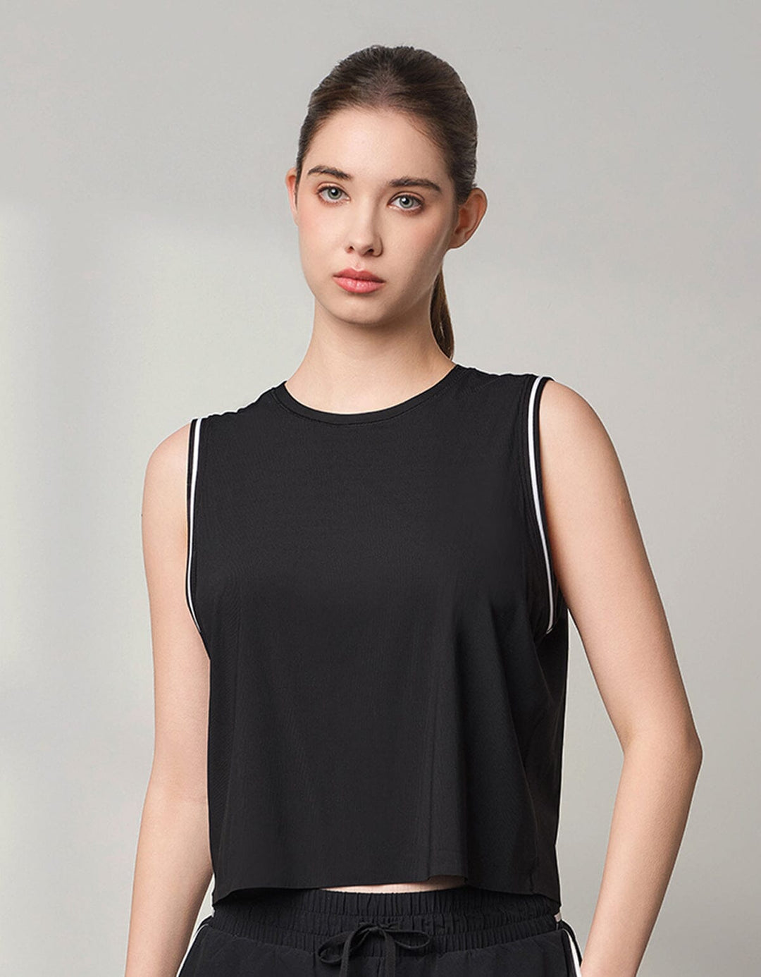 HOW-AIRY Ribbed Contrast Color Elastic Tank Top Tops Her own words SPORTS 