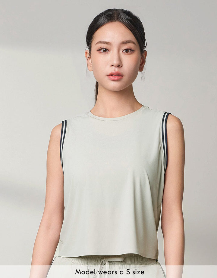 HOW-AIRY Ribbed Contrast Color Elastic Tank Top Tops Her own words SPORTS 