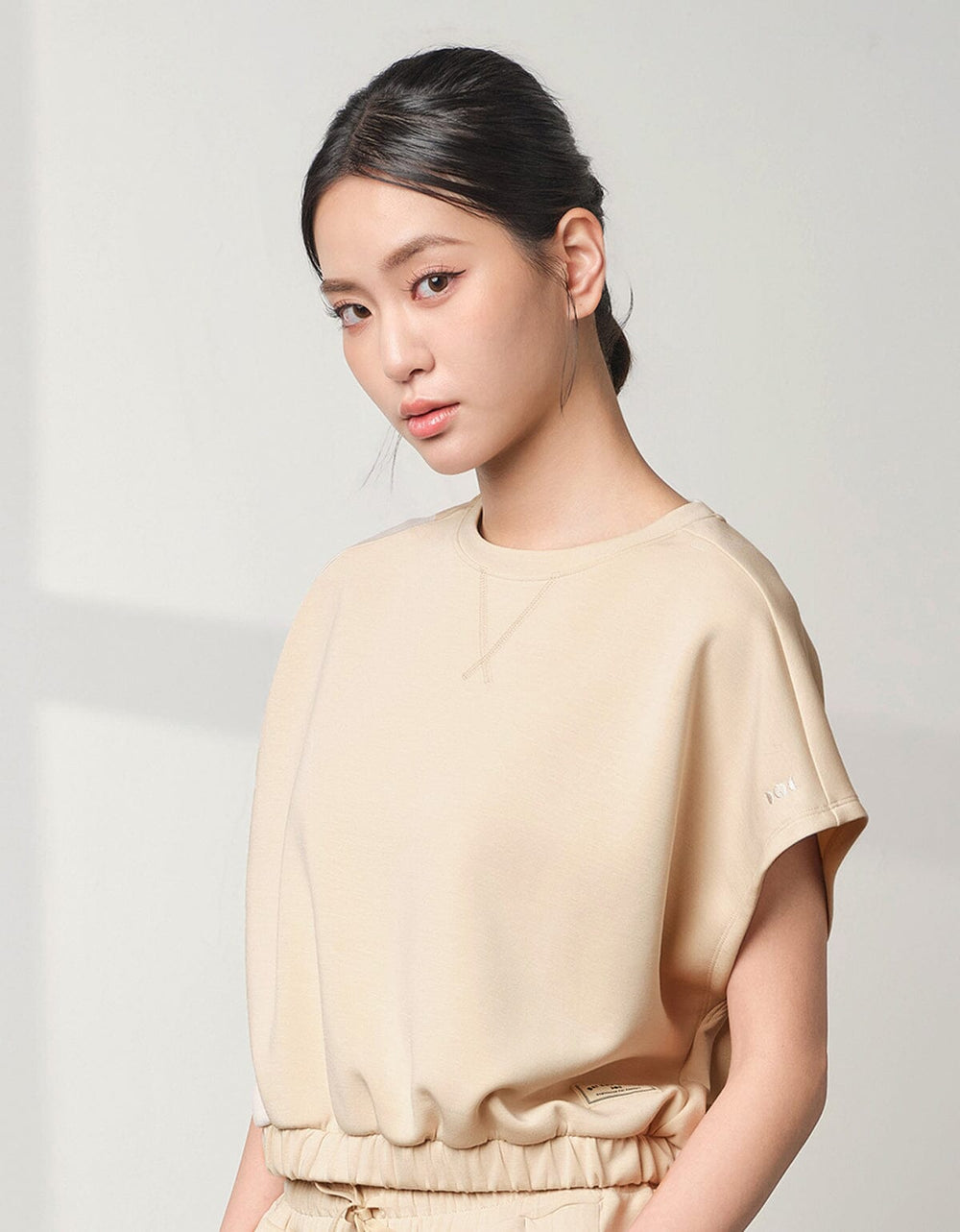 COZY TENCEL Loose Fit Crop Short Sleeve Tops Her own words SPORTS Sandshell S 