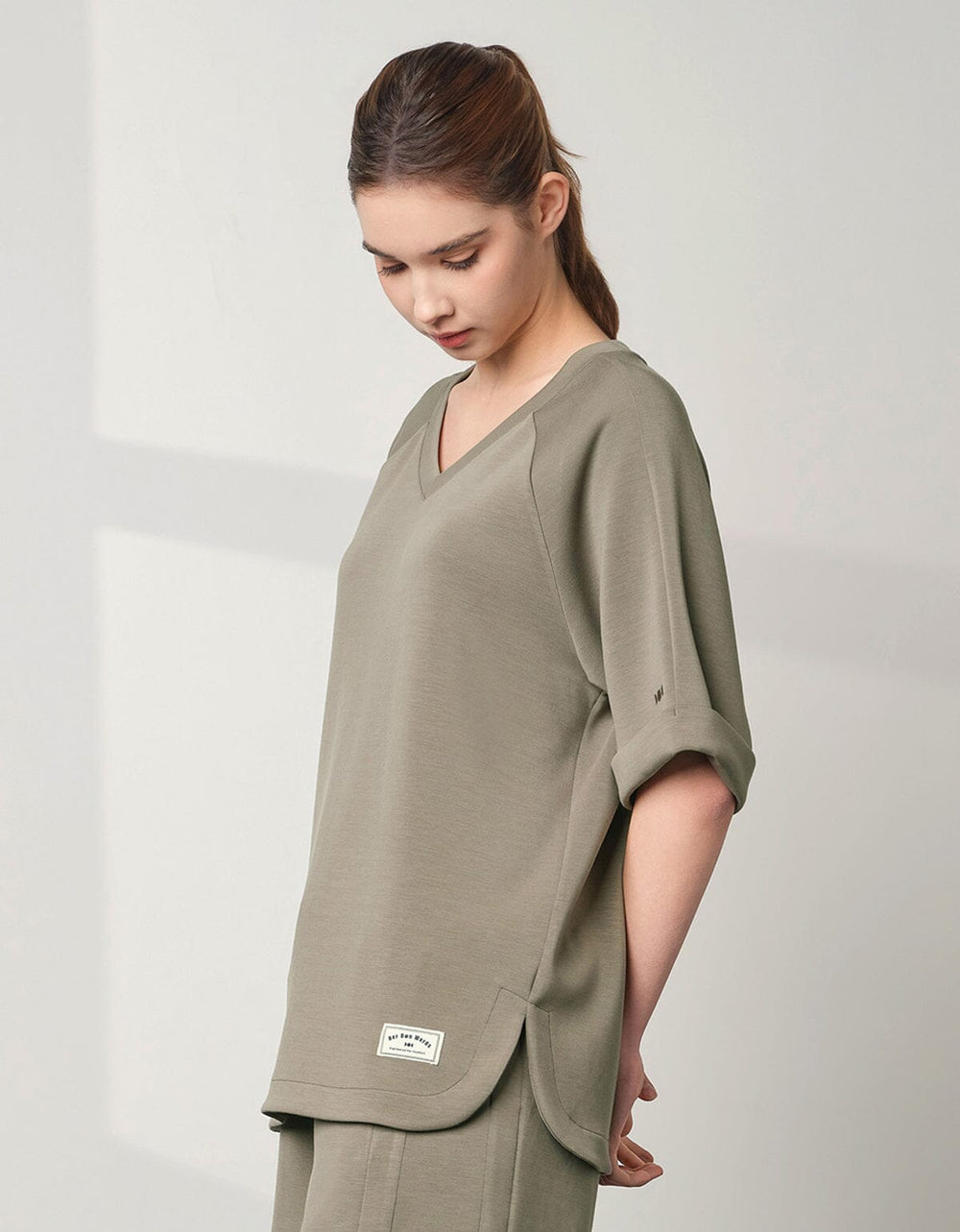 COZY TENCEL Loose V-Neck Oversized Short Sleeve Tops Her own words SPORTS 