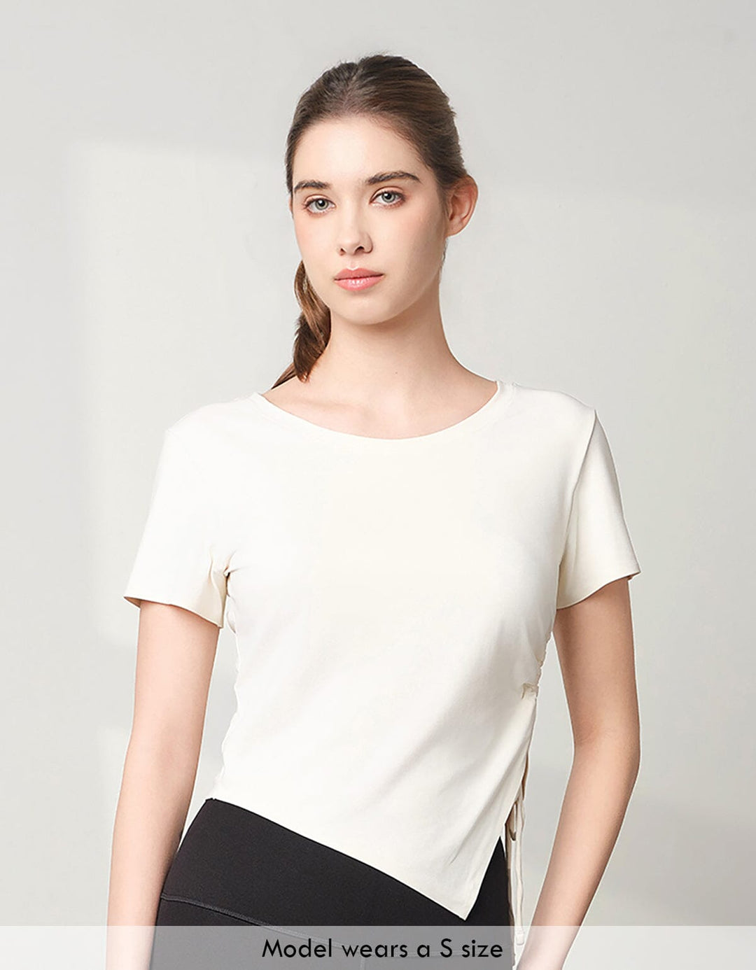 Skin Soft Side Tie Crop Short Sleeve Crop Top Her own words SPORTS 