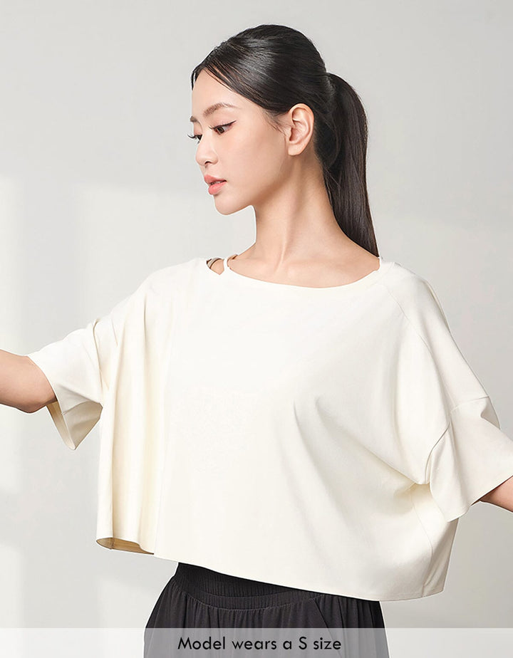 Skin Soft Oversized Crop Short Sleeve Crop Top Her own words SPORTS Antique White S 