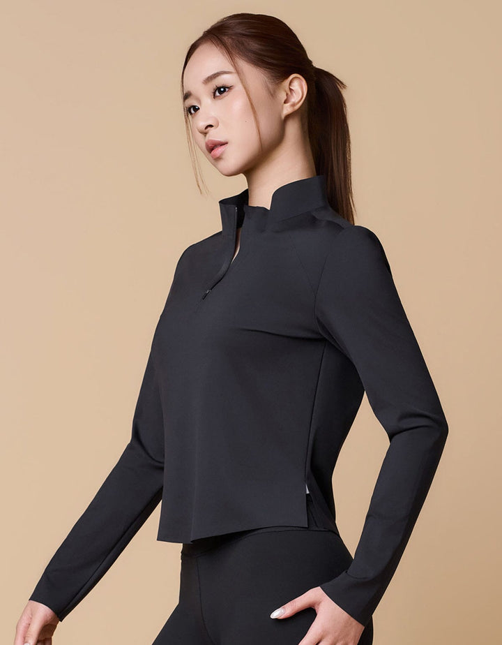 HOW-CONTROLLED Half Zip Long Sleeve Tops Her own words SPORTS Black L 