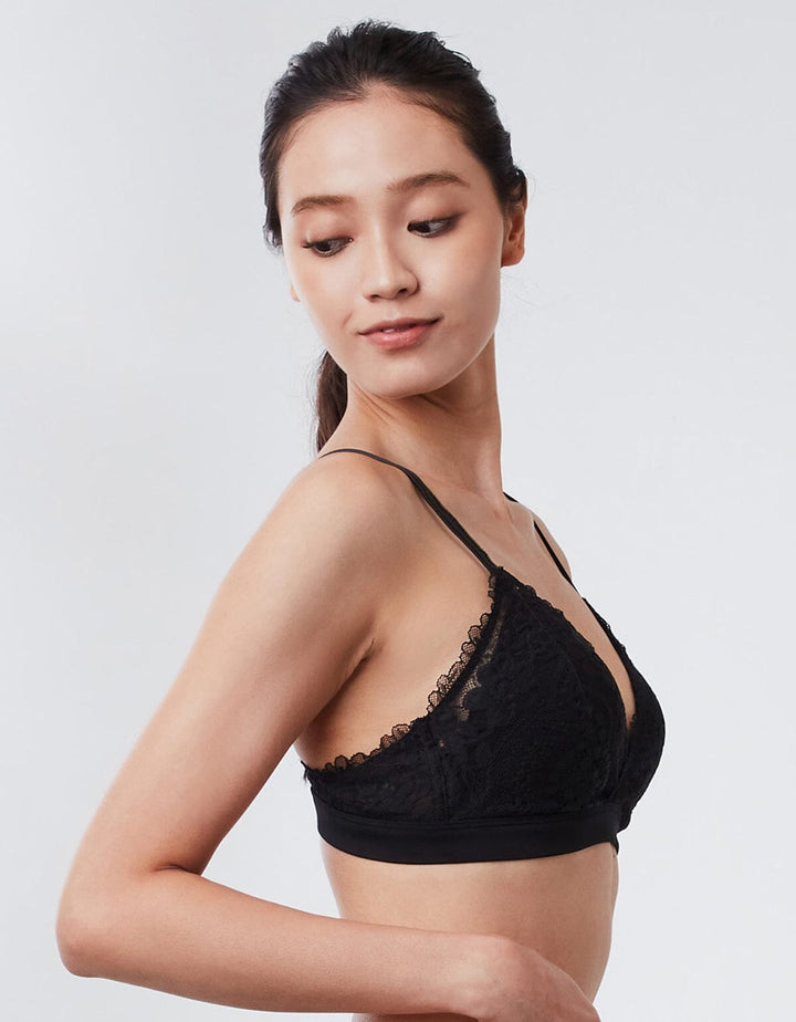 STYLIST Lace Triangle Bralette Bra Her own words Black XS (70A-B) 