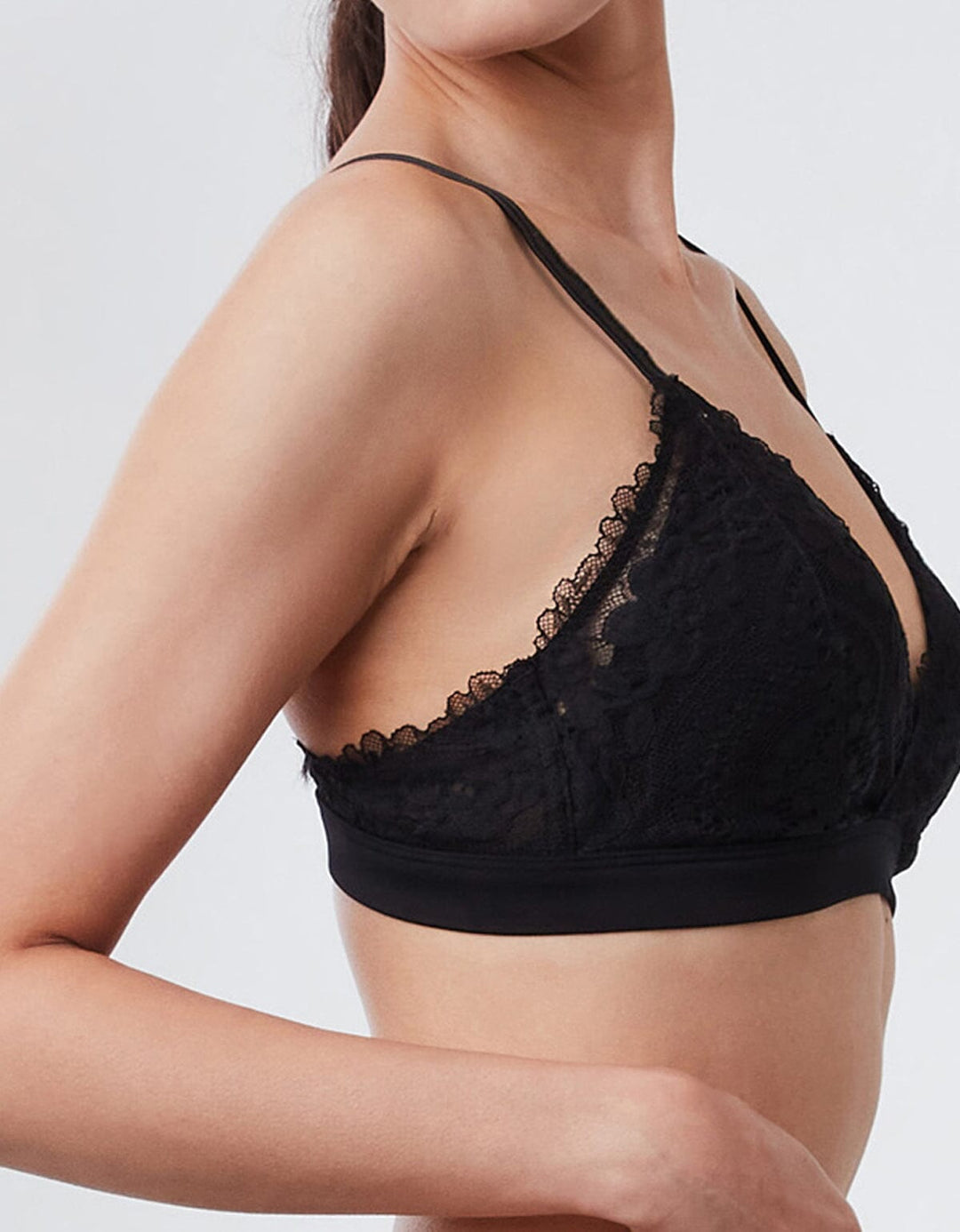 STYLIST Lace Triangle Bralette Bra Her own words Black XS (70A-B) 