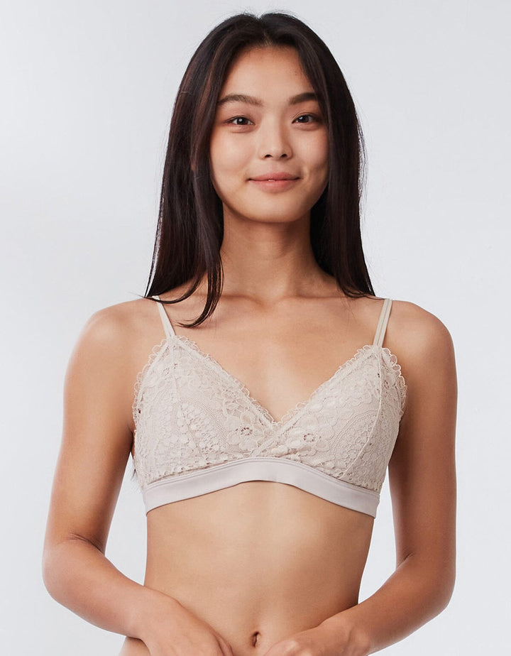 STYLIST Lace Triangle Bralette Bra Her own words Pumice Stone XS (70A-B) 