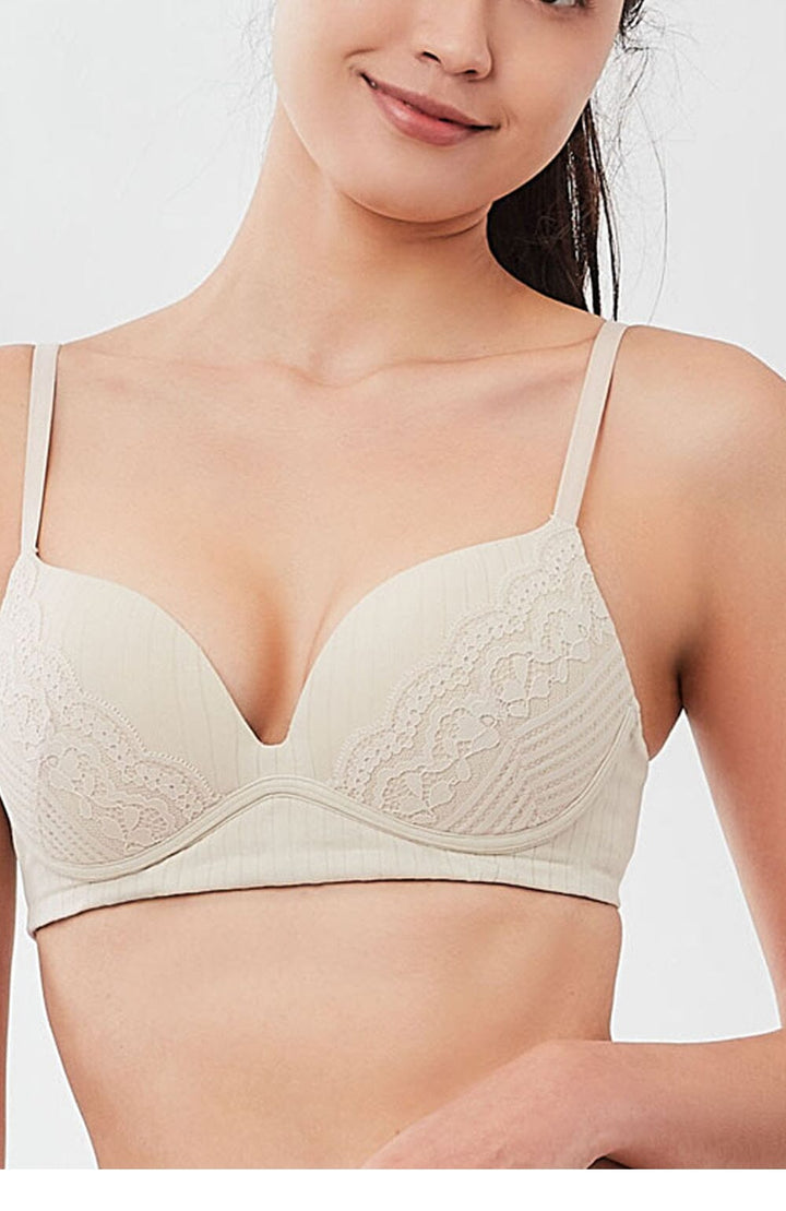 W-Shape Support Non Wired Push Up Cotton Bra Bra Her own words Pumice Stone 70A 