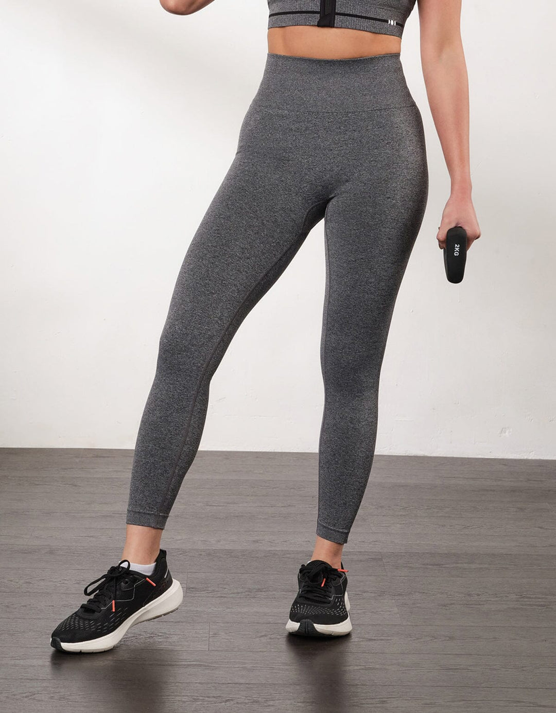 Butt-Sculpting Knit High-Waist Cropped Petite Sports Leggings Leggings Her own words SPORTS Black Heather S 