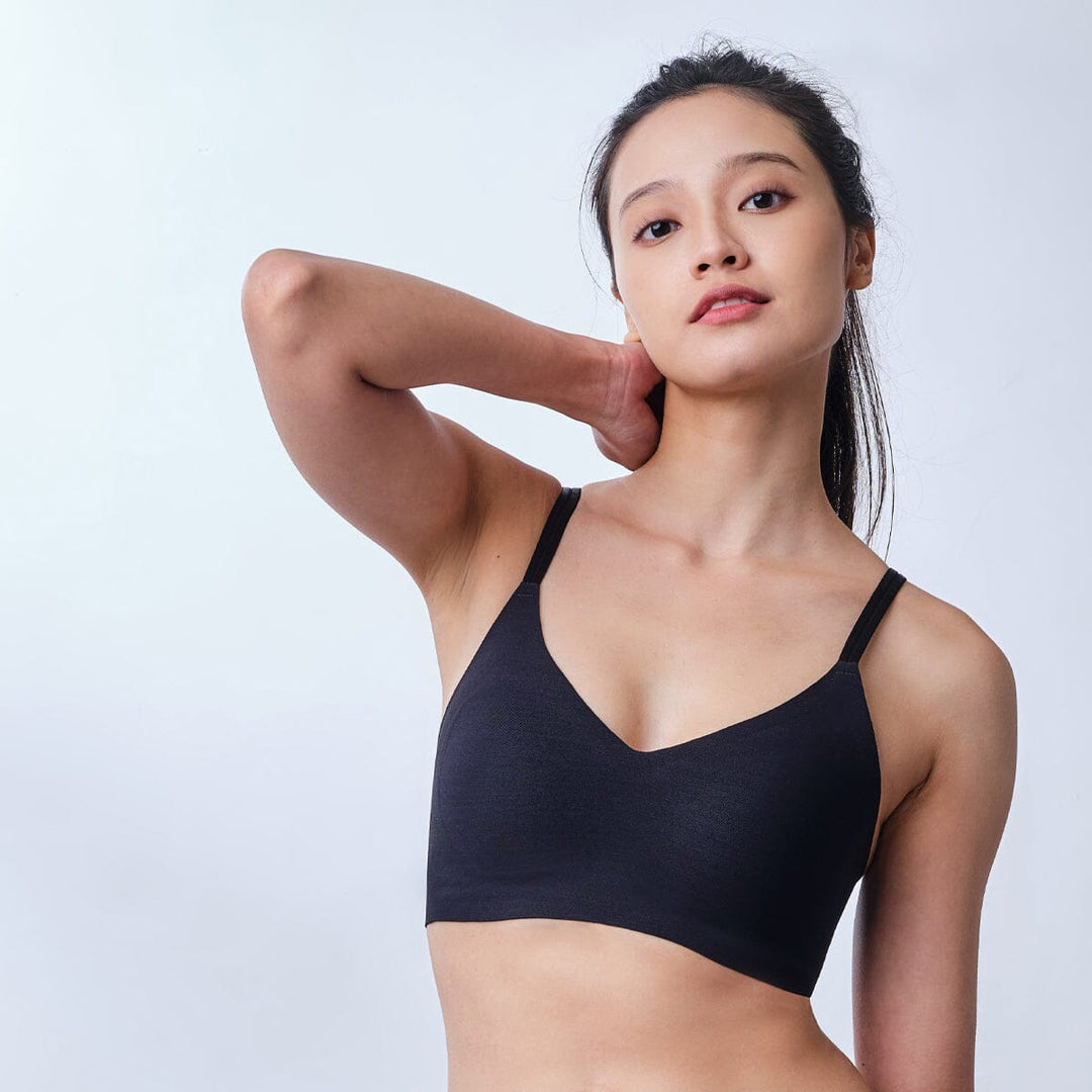 Invisible Lightmesh REextraSkin™ W-Shape support Light Push Up Adjustable Bralette Bra Her Own Words Black XS (70A-B) 