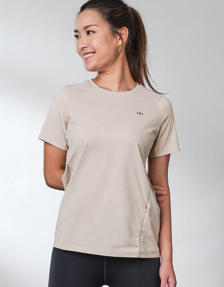 HOW- STAYDRY Quick Dry Short Sleeve Top Tops Her own words SPORTS Pumice Stone Heather S 