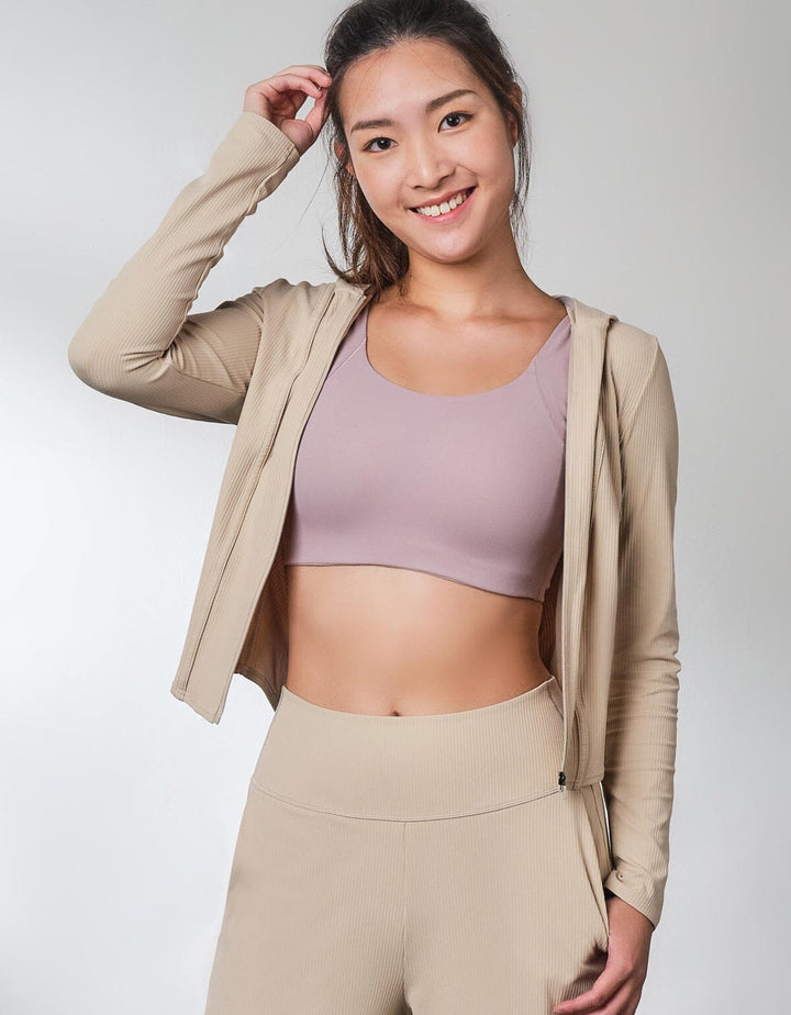 Ribbed UV Protection Long Sleeve Cropped Jacket Tops Her own words SPORTS 