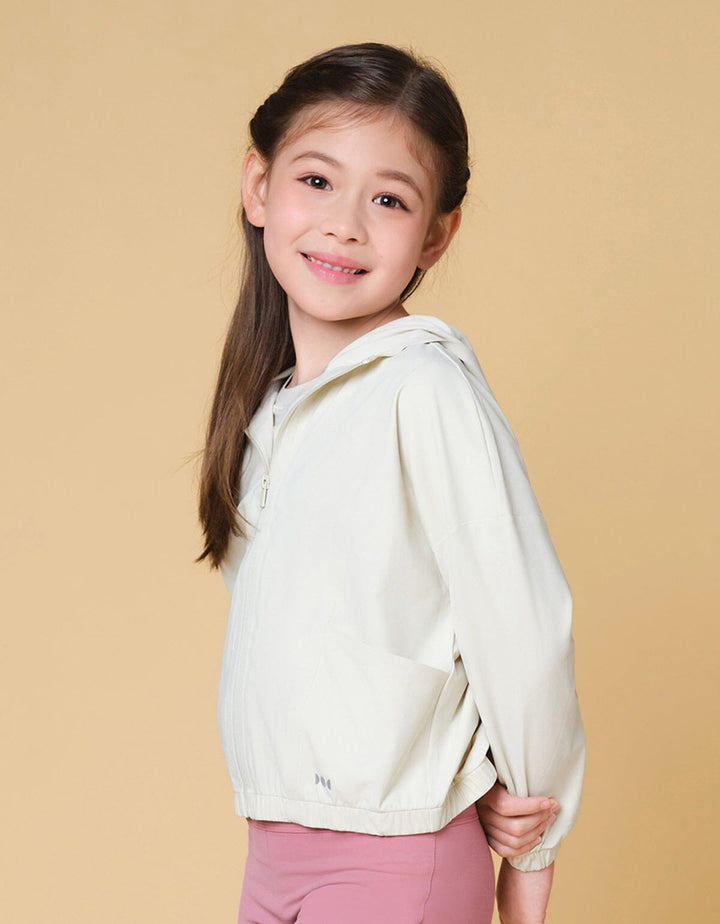 Kids HOW-STAYDRY UV Protection Cool Touch Quick Dry Running Jacket Jacket Her own words SPORTS Dark White Asparagus 110 