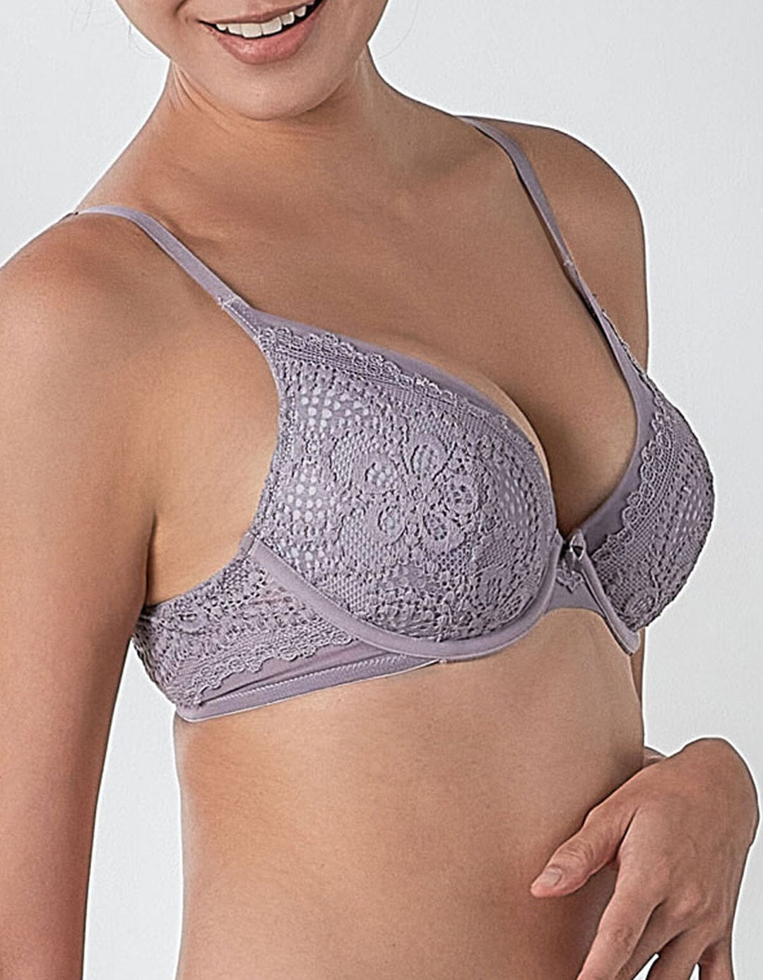 STYLIST Soft Touch Full Coverage Lightly Lined Lace Bra Bra Her own words Quicksliver 70B 