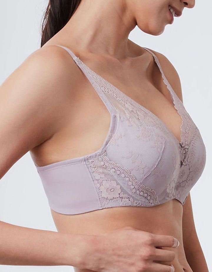 SUSTAINABLE REherbafoam™ Plunge Push Up Lace Bra Bra Her own words Dull Lilac 70A 